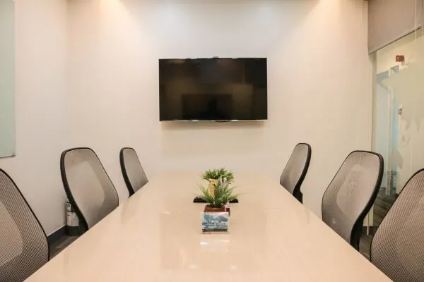 Meeting room with a wall-mounted TV