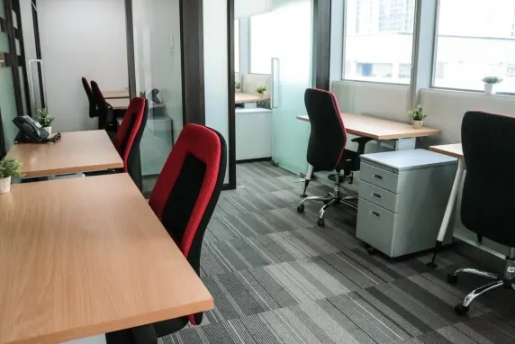 Private office with desks and storage