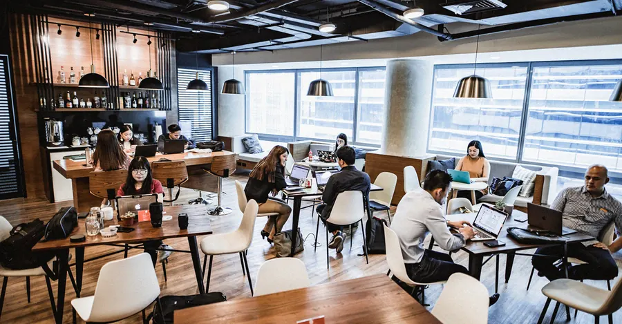 Coworking café at vOffice Phinma Plaza, Rockwell
