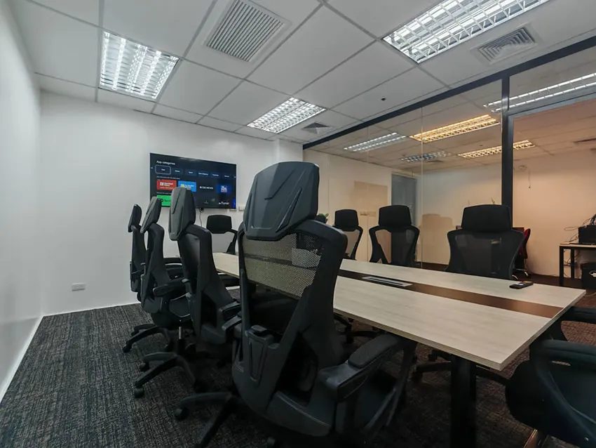 Ten-seat conference room with a large screen
