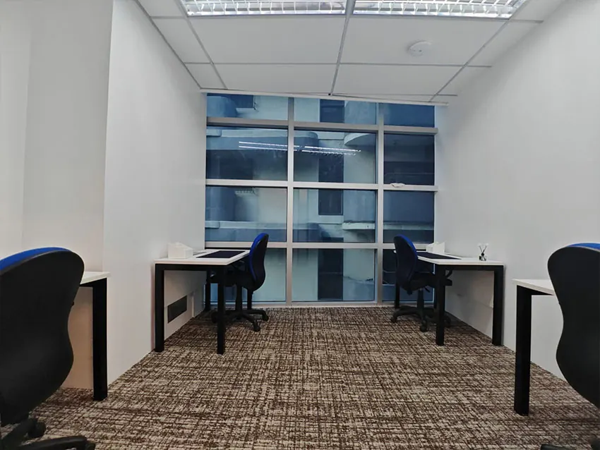 Private office with desks by the window